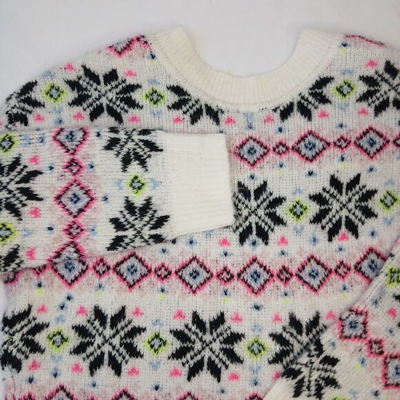Victoria's Secret PINK Sweater M Vintage Y2K 80's Neon Winter Floral Argyle NWT - Picture 1 of 9